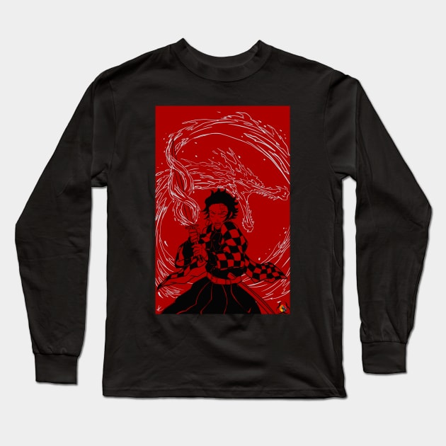 Red Water Dragon (Ragin' CON-Tagion Exclusive Design) Long Sleeve T-Shirt by AnalogArtByAdam